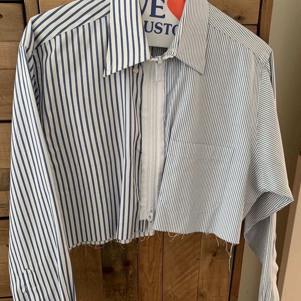 Crop shirt zipper front